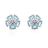 18K WG Aquamarine Cluster Earrings