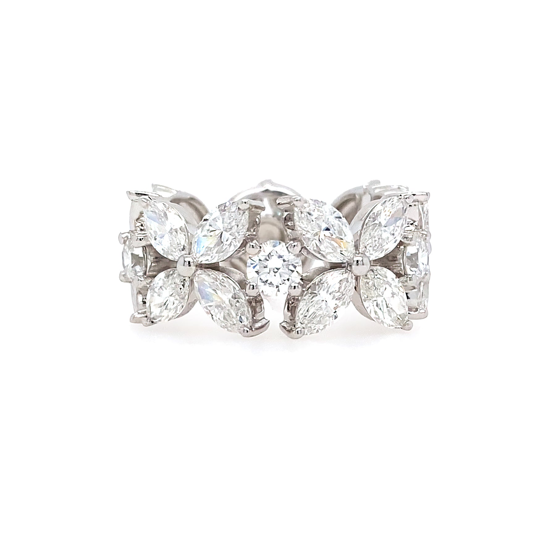 18K WG Diamond Marquise and Round Ring