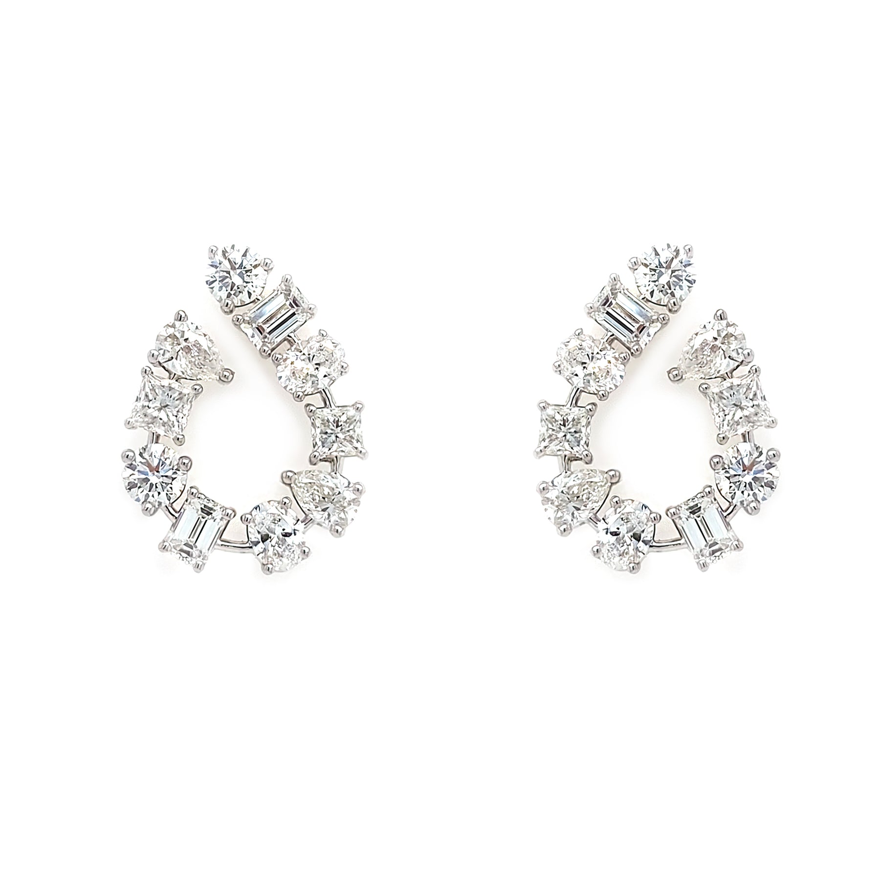 18K WG Multi Shape Diamond Earrings