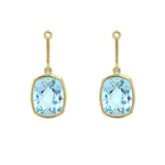 18K YG Cushion Blue Topaz Earring Jackets
