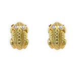 18K YG Frog Earrings w Diamond Eyes