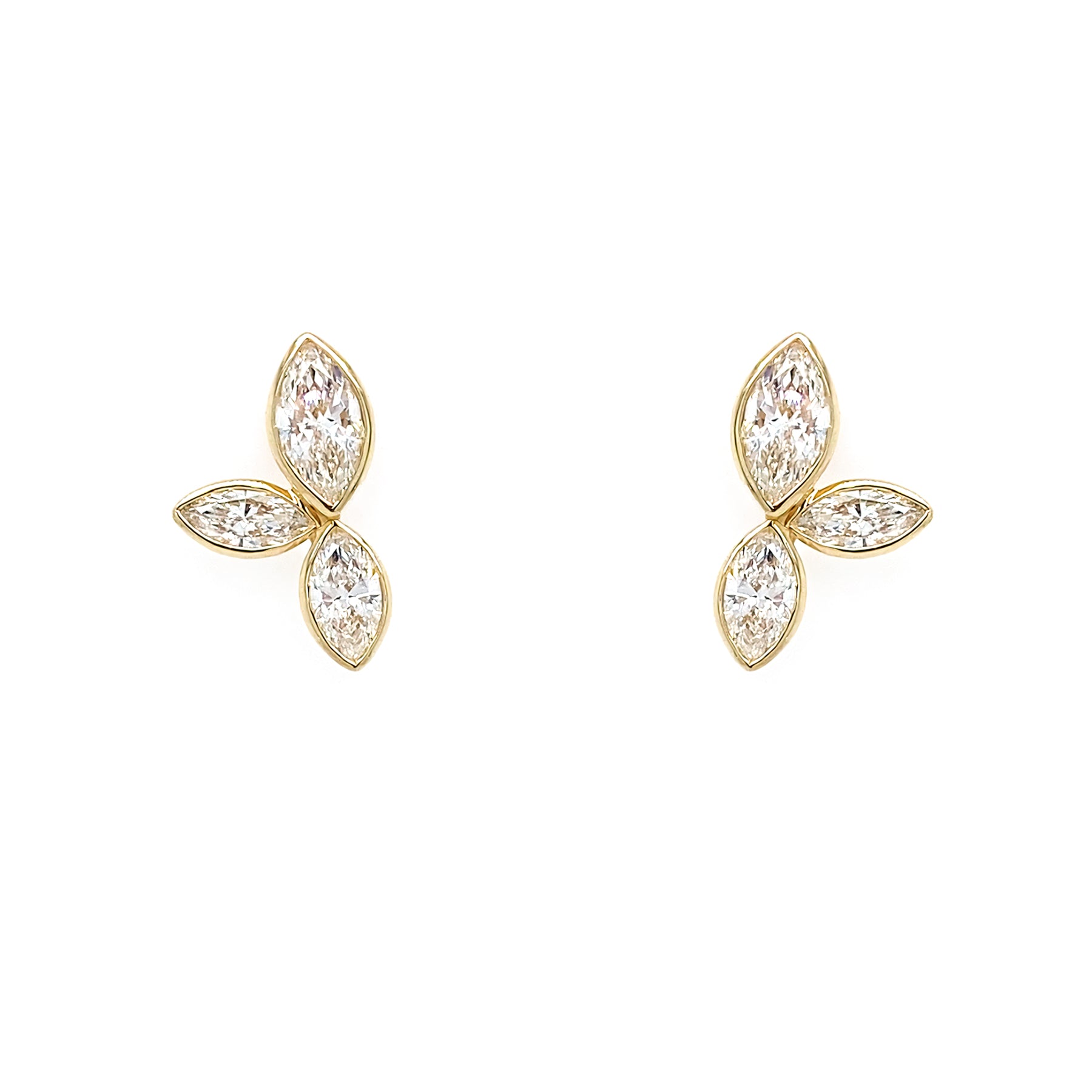 18K YG Marquise Diamond Earrings