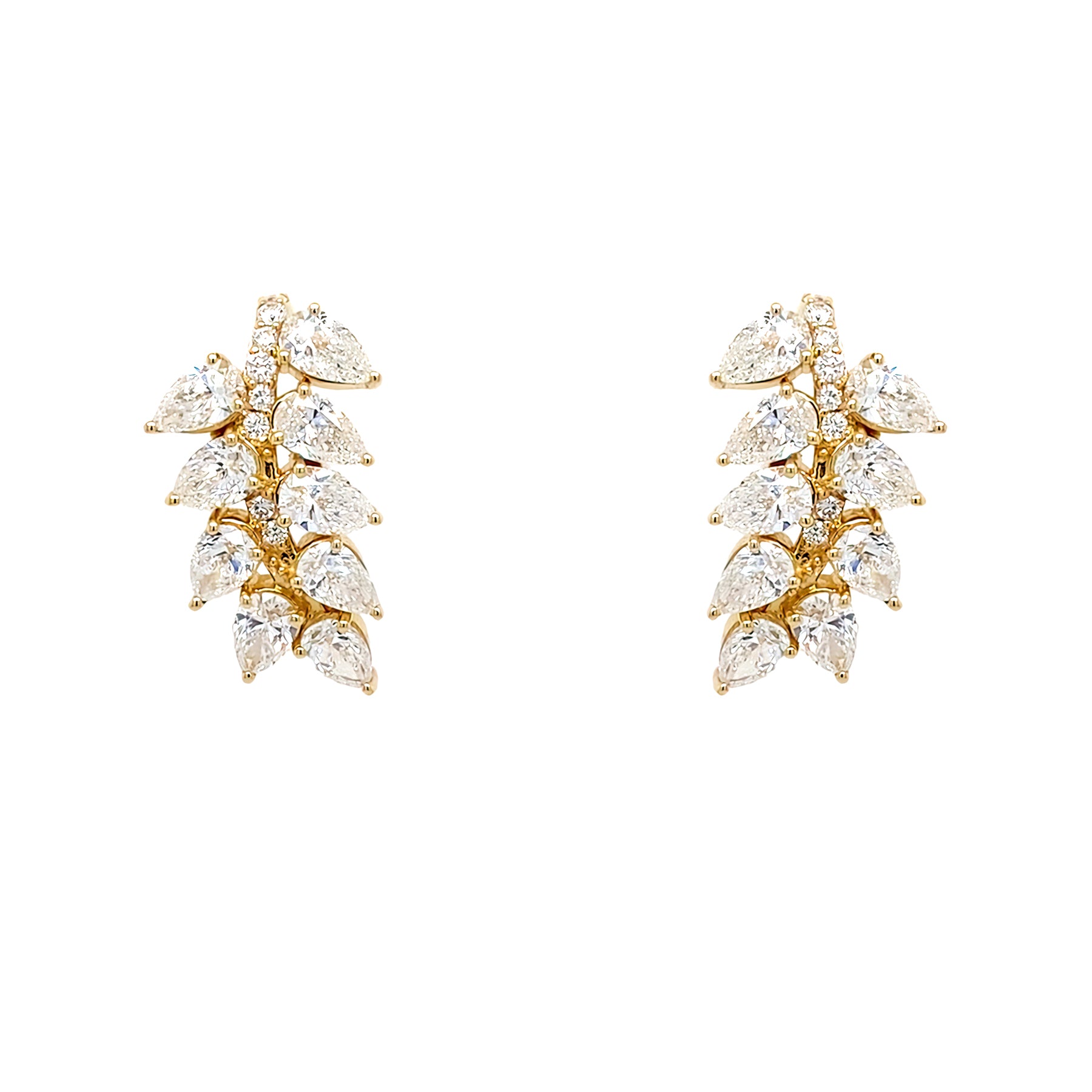 18K YG Pear shape Diamond Earrings
