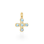 18K YG blue Moonstone Cross