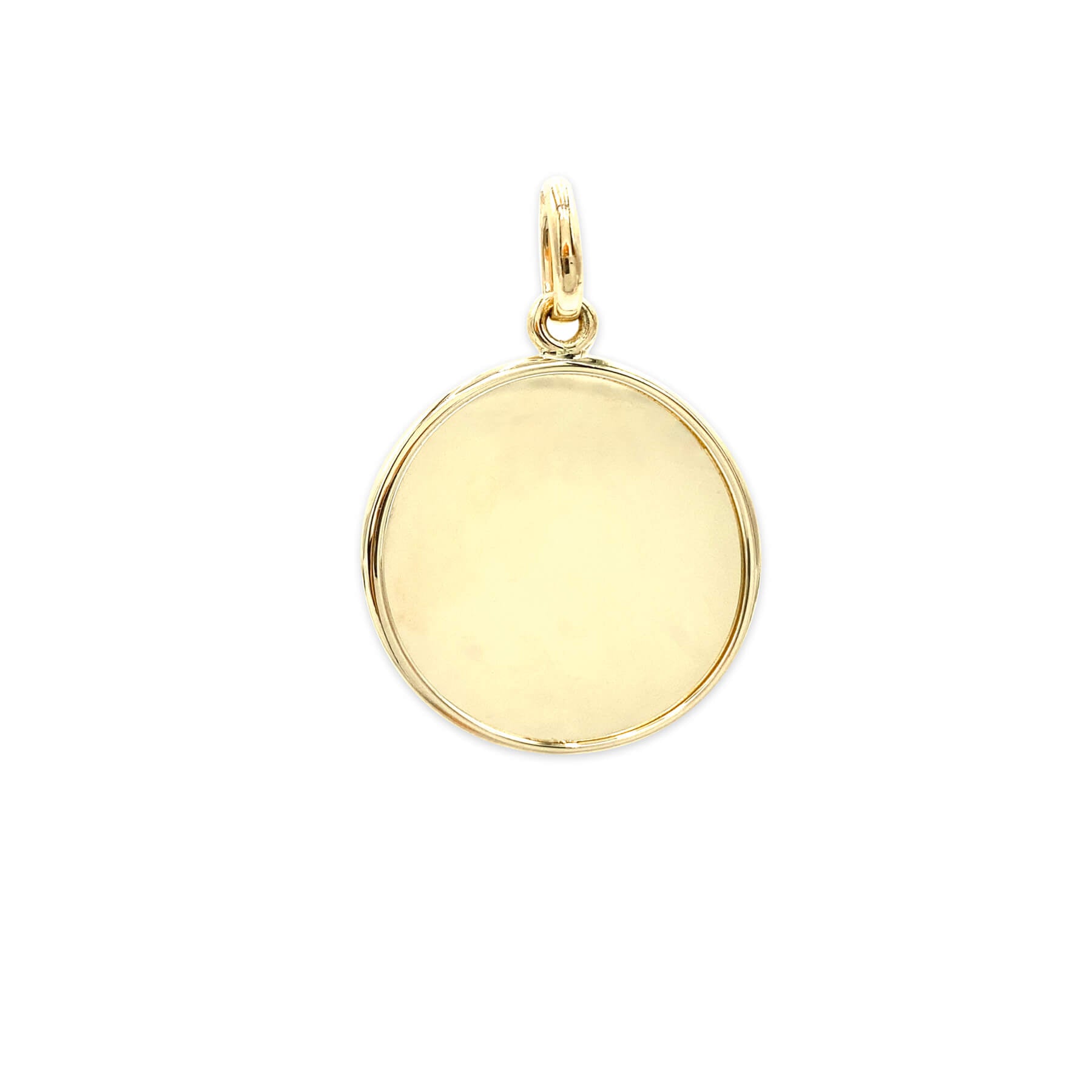 yellow gold round disc on white background