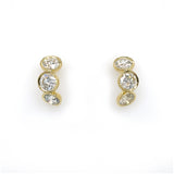18K Yellow Gold Bezel Set Diamond Curved Stud Earrings