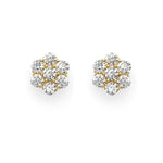 A pair of 18K yellow gold diamond cluster earrings.