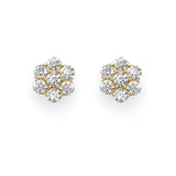 A pair of 18K yellow gold diamond cluster earrings.