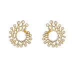 18K Yellow Gold Diamond beaded Bezel Earrings