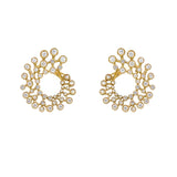 18K Yellow Gold Diamond beaded Bezel Earrings