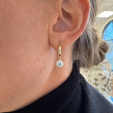 18K yellow gold hoop earrings with diamond drops
