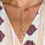 18K Yellow Gold Medium Diamond Fiori Rock Crystal Amulet on chain