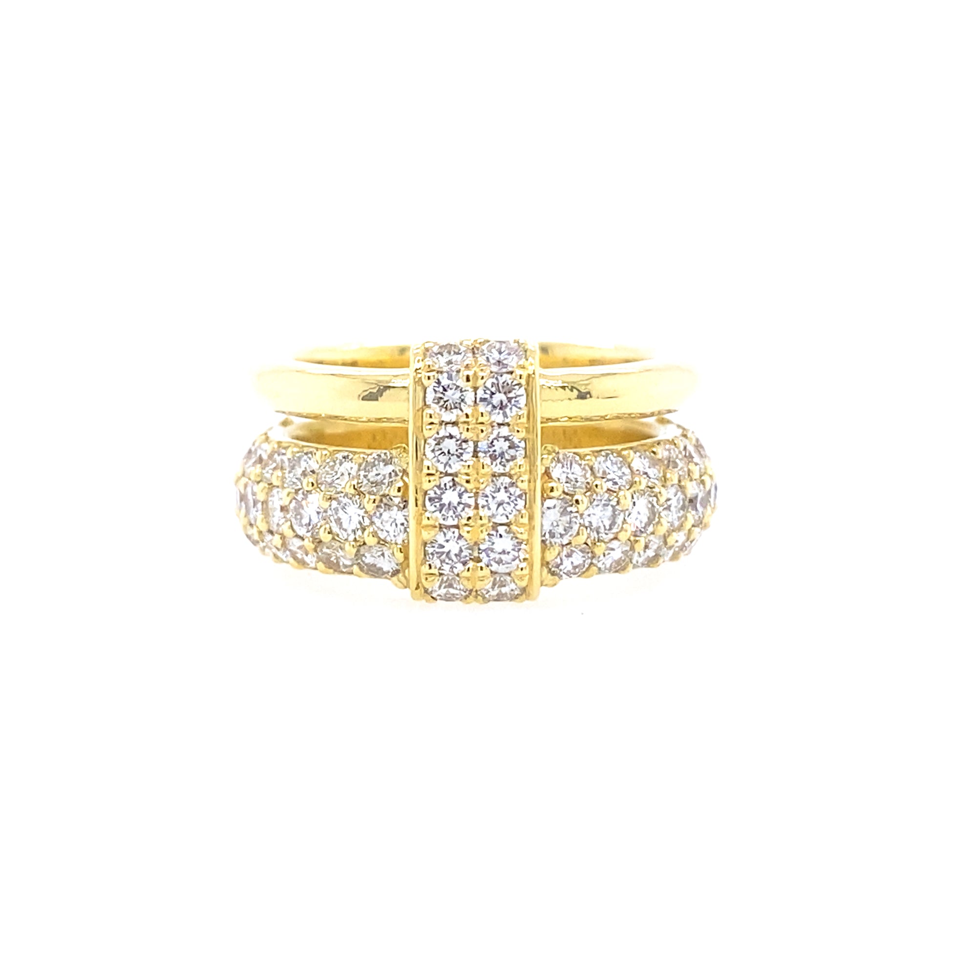 An 18kt yellow gold Pave Diamond Split band ring