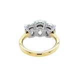 18K Yellow Gold and Platinum Oval Diamond Three Stone Ring