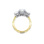18K Yellow Gold and Platinum Oval Diamond Three Stone Ring