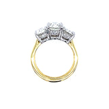 18K Yellow Gold and Platinum Oval Diamond Three Stone Ring