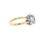 18K Yellow Gold and Platinum Oval Diamond Three Stone Ring