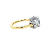 18K Yellow Gold and Platinum Oval Diamond Three Stone Ring