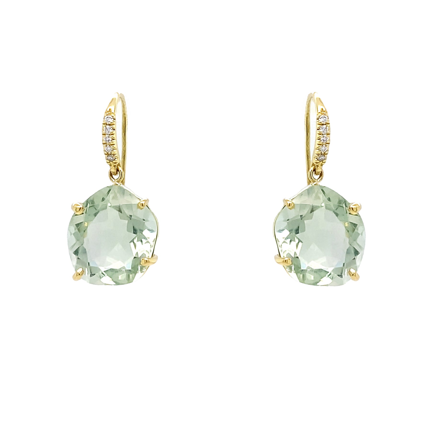 18K Yellow Gold Green Amethyst earrings