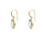 18K Yellow Gold Green Amethyst earrings side view