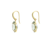 18K Yellow Gold Green Amethyst earrings side view