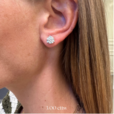Close-up of an ear wearing a diamond earring with '3.00 cttw' text.