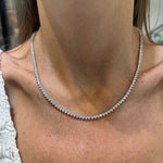 18k white gold diamond tennis necklace on model
