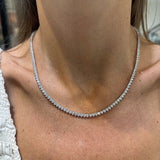 18k white gold diamond tennis necklace on model