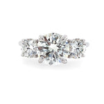 18K white gold 3 stone round cut diamond engagement ring