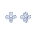 18k white gold diamond flower stud earrings