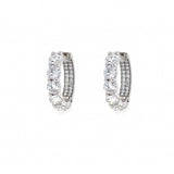 Pair of 18K White Gold diamond hoop earrings on a white background