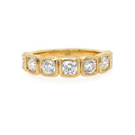 7 stone round bezel diamond band