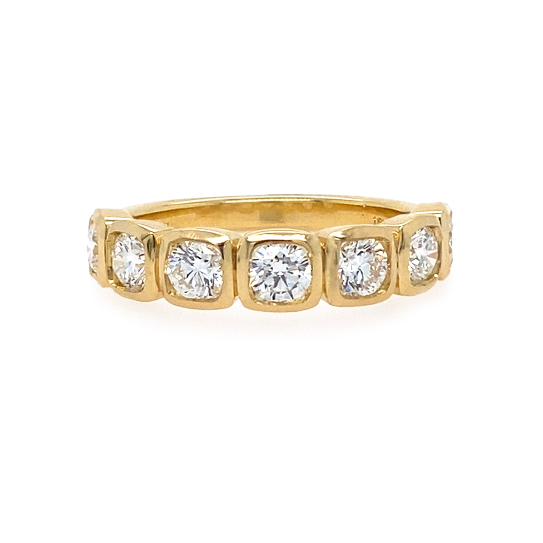 7 stone round bezel diamond band