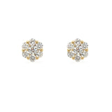 18k yellow gold diamond cluster stud earrings