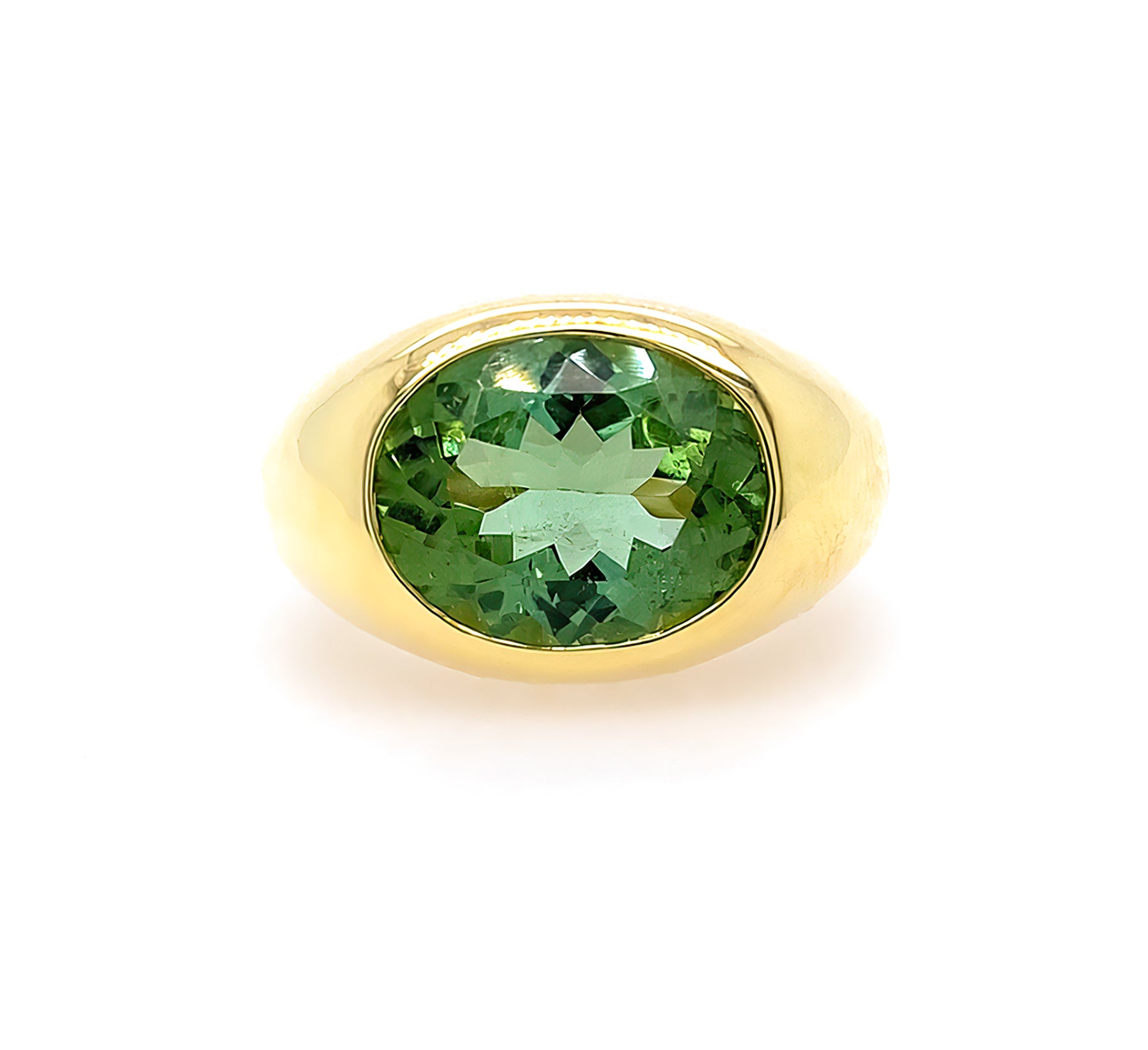 18k yellow gold green tourmaline ring