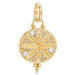 18K Gold pendant with diamond accents on a white background