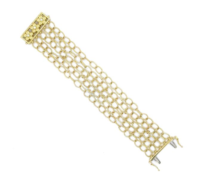 18K Gold chain bracelet on a white background