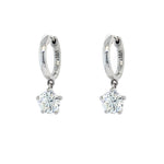 18K white gold huggie hoop earrings with diamond drops
