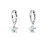 18K white gold huggie hoop earrings with diamond drops