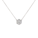 White Gold necklace with a Cluster diamond pendant on a white background