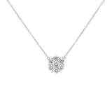 White Gold necklace with a Cluster diamond pendant on a white background