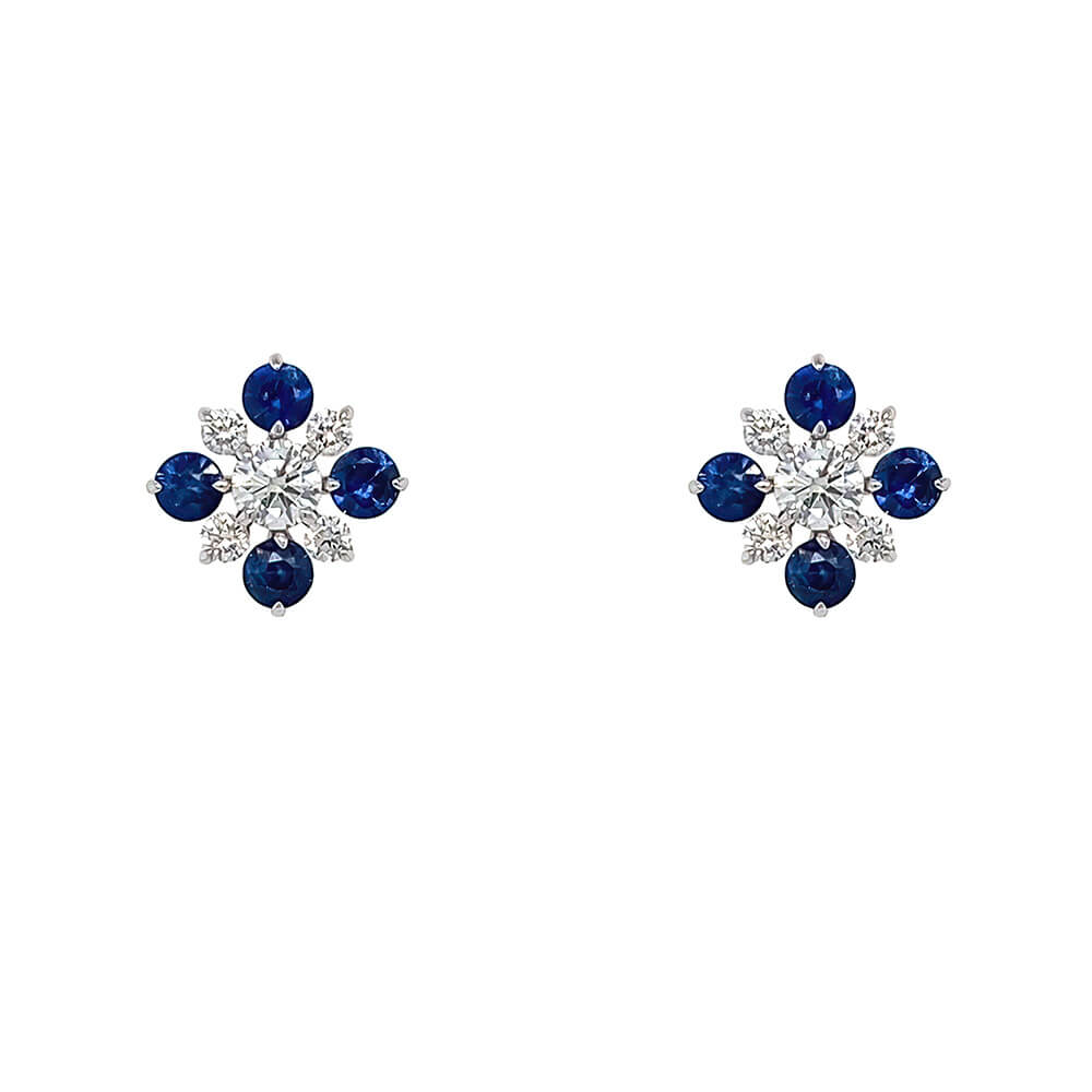 18k white gold sapphire and diamond earrings 