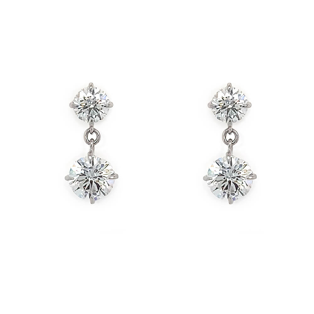18k White Gold Double Diamond Drops 