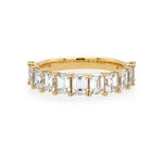 Emerald Cut Diamond Half Eternity Band Ring in 18K yellow gold