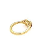 18K gold Asscher Cut Diamond and Ruby ring
