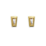 A pair of 18k yellow gold bezel set tapered baguette diamond stud earrings 