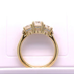 Alternate view of 18K gold ring with three diamond stones 
