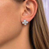 18k white gold diamond flower stud earrings