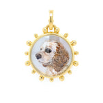 Gold Bead Border Pet Portrait Pendant in 18k yellow gold