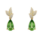 18k yellow gold  Diamond and Peridot Drops